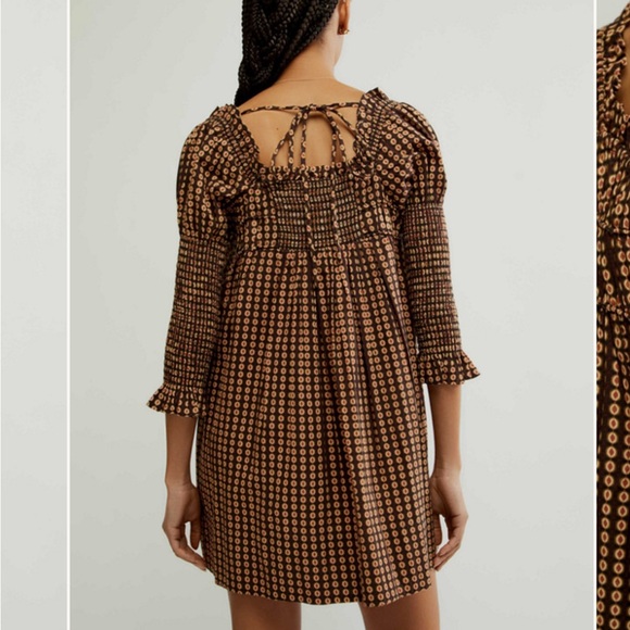 Free People Brown Geometric Mini Dress - Picture 2 of 2